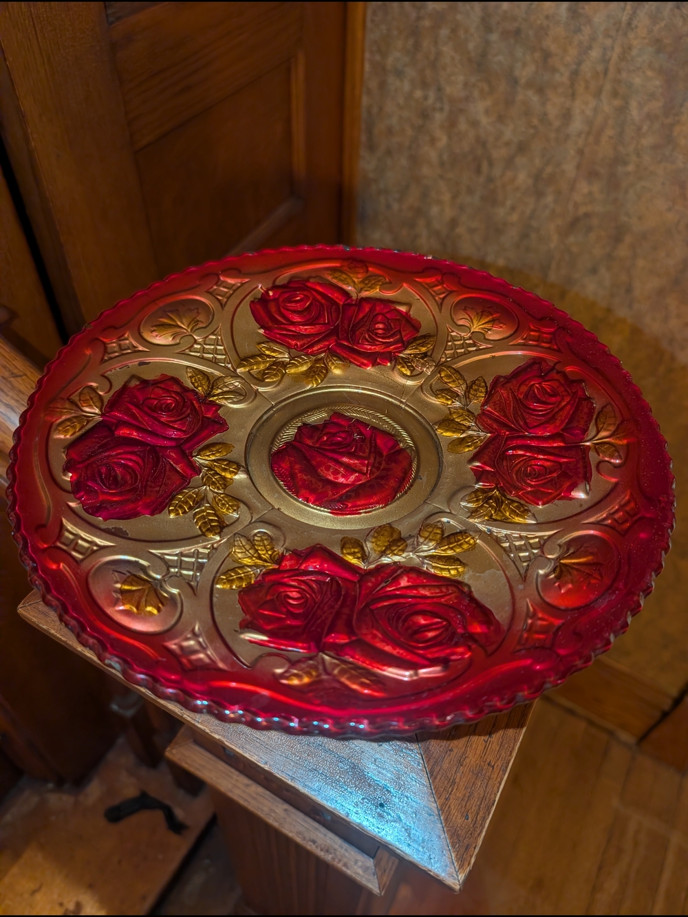 Absolutely Stunning Goofus Rose 20s Plate Platter Decor Unique Vintage Antique